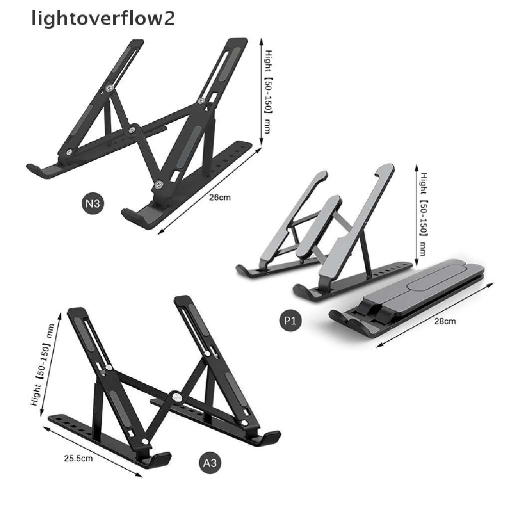 (lightoverflow2) Stand Holder Laptop / Notebook Bahan Aluminum Alloy Bisa Dilipat