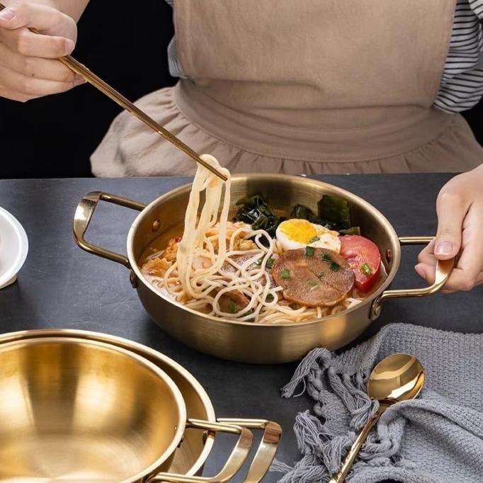 BISA COD Panci Emas korea Ramen noodle soup Gold pot stainless steel Ramyoen /PERALATAN MASAK SET/PA