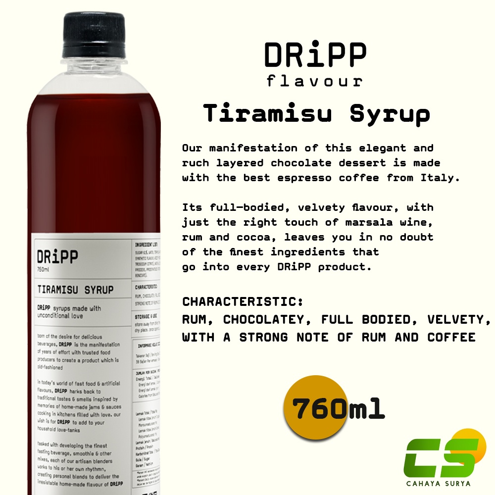 

Dripp Sirup / Syrup - Tiramisu Syrup 760 ml