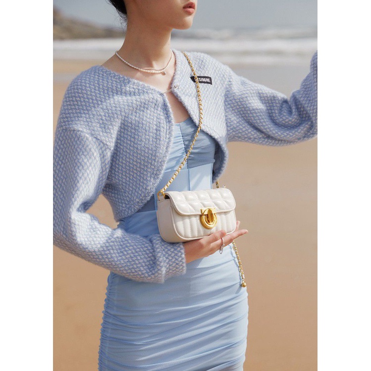 Tas Selempang Kulit Wanita Dompet Hp Cewek Rantai Luxury Mini Bag FT45 18 x 11 x 5.5 cm