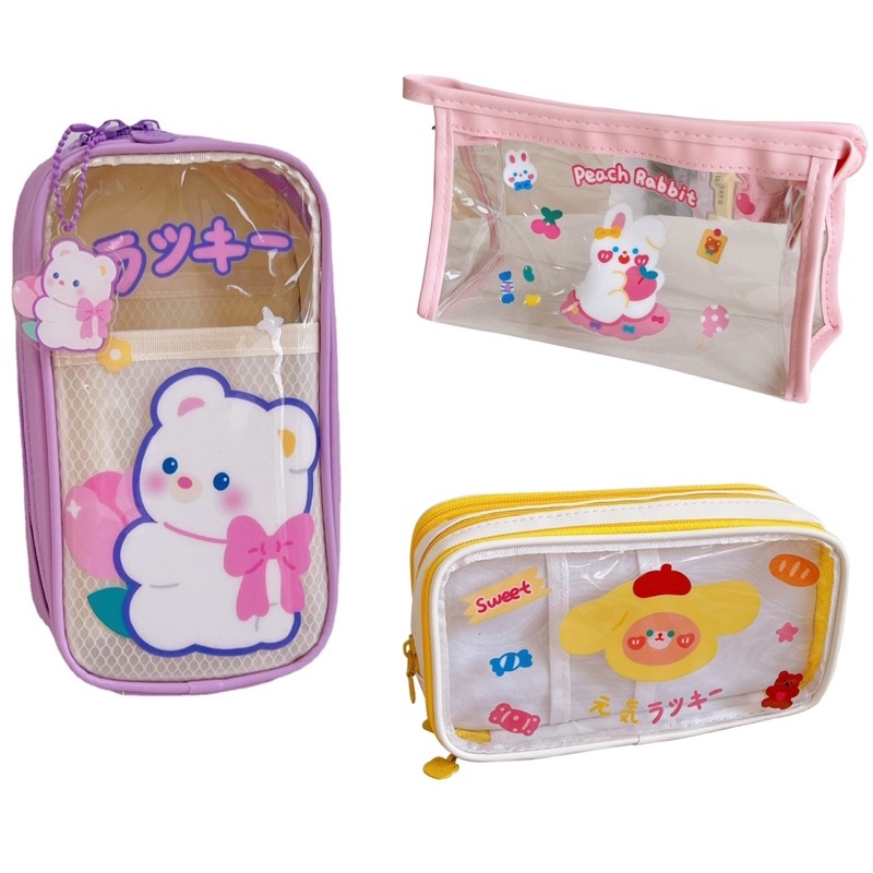 

korean style big pencil box organizer bag kotak pensil besar muat banyak dengan sereting