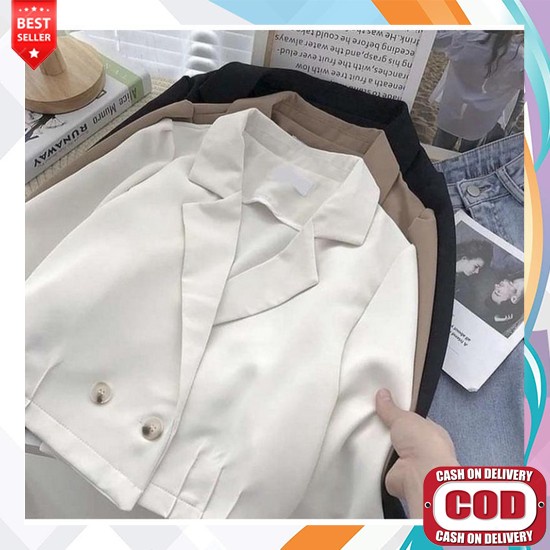 Blaser Wanita Korea Casual Cewe Terbaru Blazer Jas Cewek Outer Kekinian Double Button Oversize Blaze