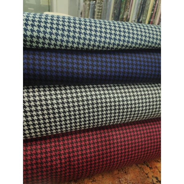 Kain Katun Jepang Houndstooth Untu Walang