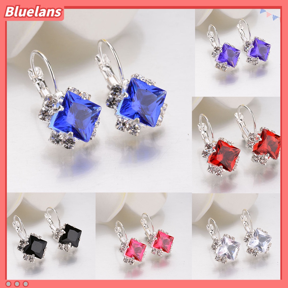 Bluelans Women Fashion Shiny Rhinestone Leverback Earrings Engagement Wedding Jewelry