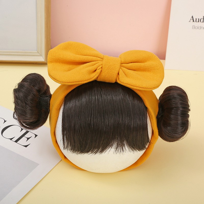 0-3 thn || Bandana Wig Korea Poni Rambut Palsu Topi Cepol Bayi Newborn Anak JNWG WG YELLOW