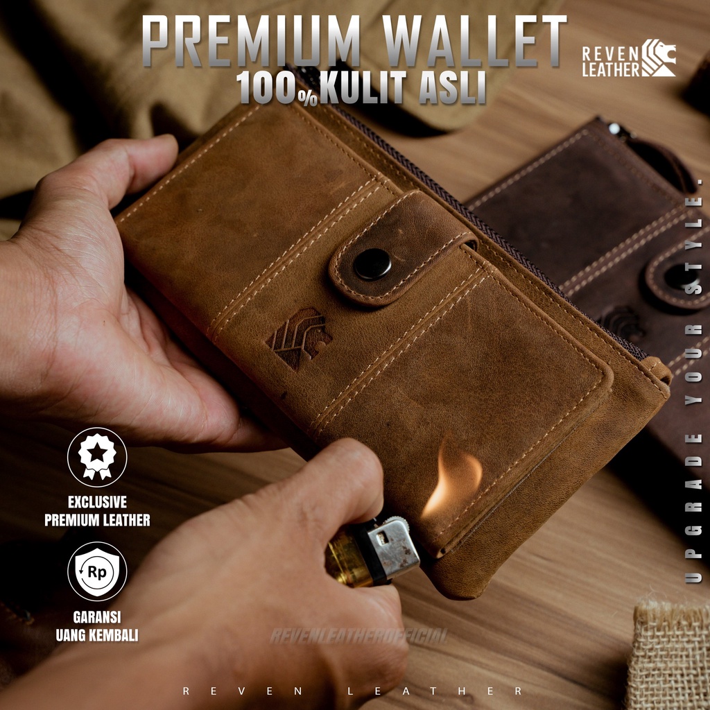 Dompet Panjang Kulit Pria Reven Bilfold Wallet Branded Original Kulit Sapi Premium Asli