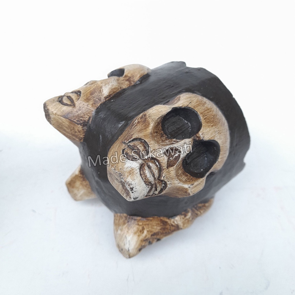 Asbak Kayu Tengkorak Skull Kerajinan ukiran handmade bali