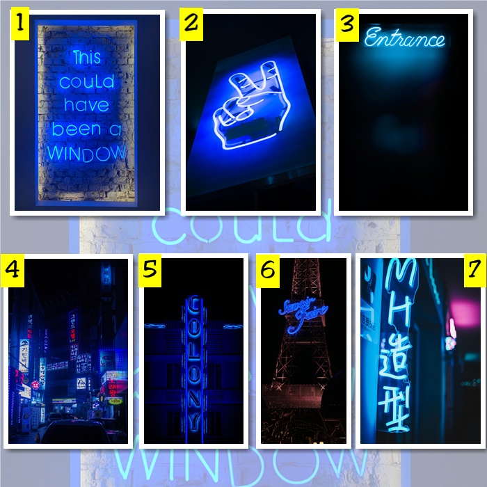 Poster Light Blue Neon A3+ | Dekorasi Dinding Estetik Futuristik & Minimalis