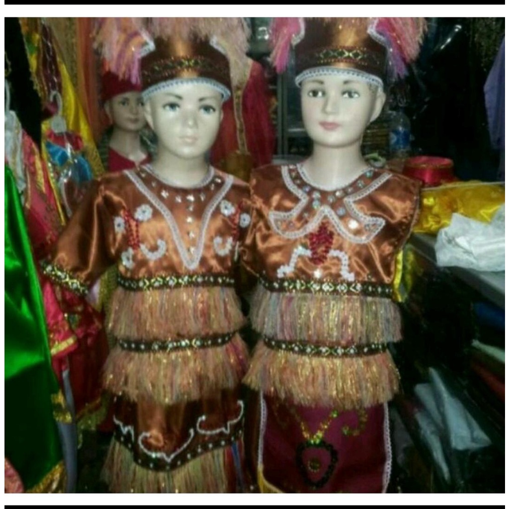 pakaian adat anak baju Papua saten laki dan perempuan