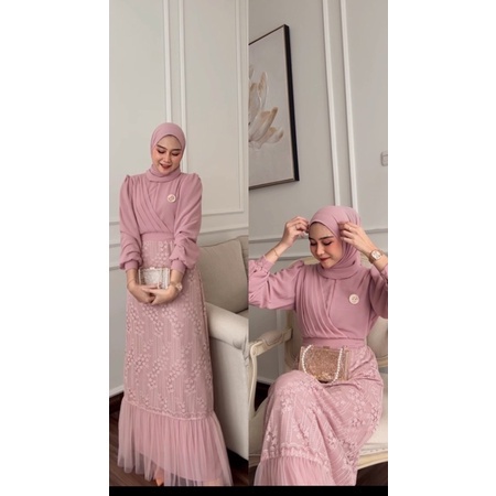 LESTI DRESS // GAMIS WANITA KEKINIAN // BUSANA KONDANGAN, PESTA, GRADUATION MALAYSIAN LOOK SIZE M,L,