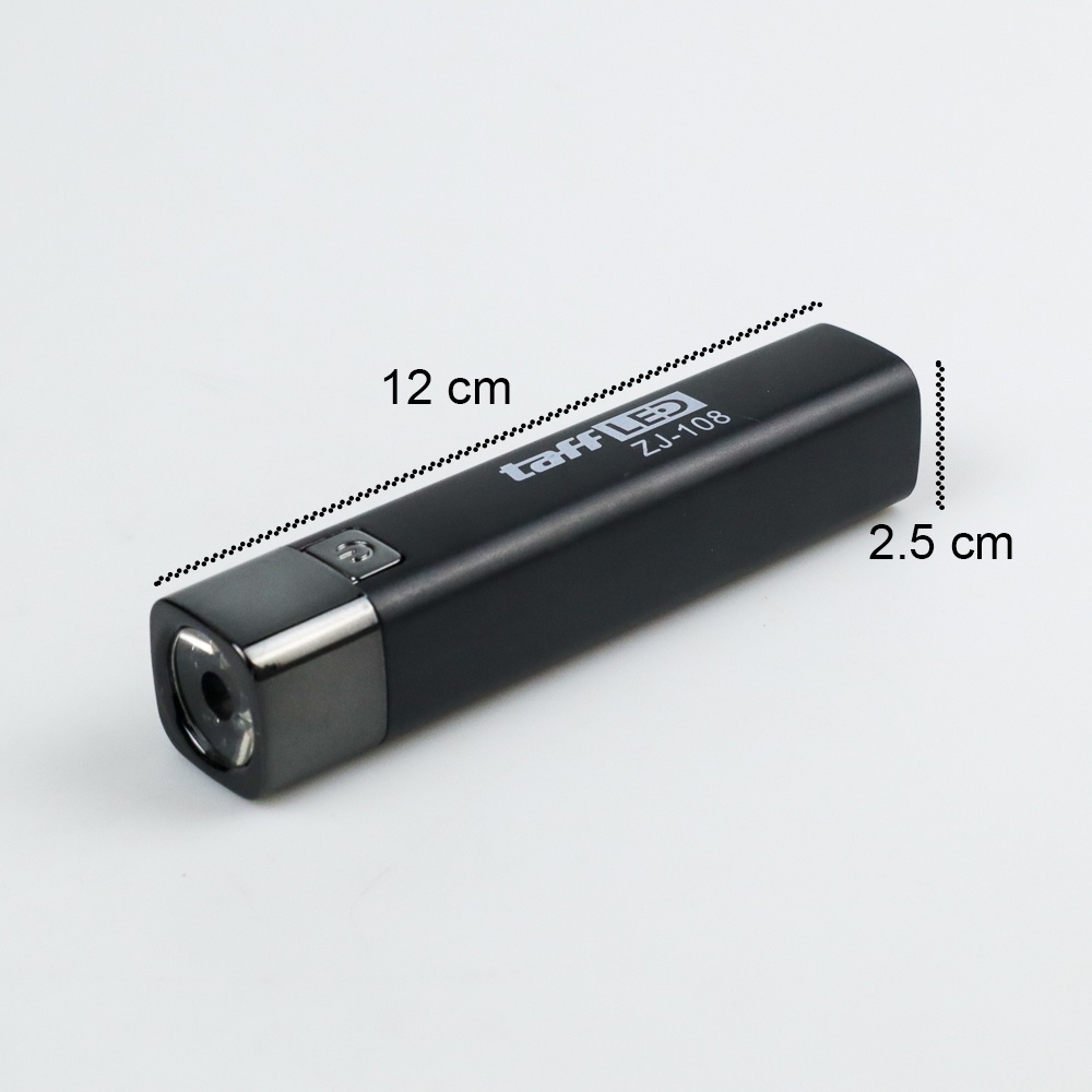 POWERBANK + TaffLED Senter BUILT-IN 18650 BATTERY LED Mini Flashlight USB RECHARGEABLE 5W - ZJ-108