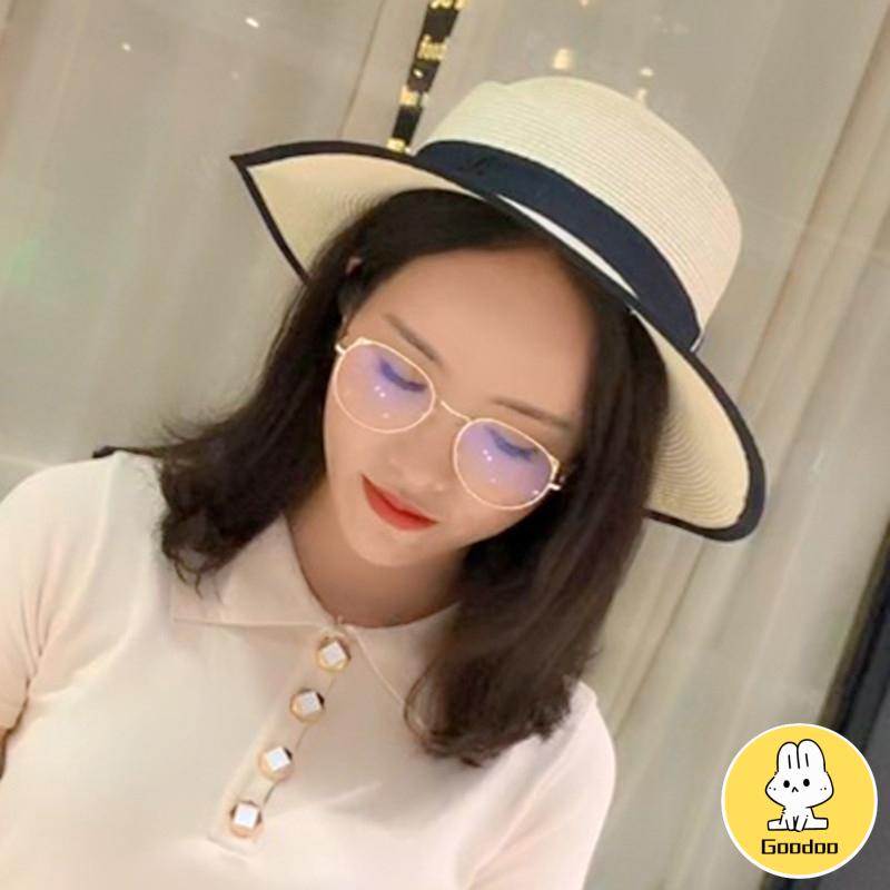 Kacamata Anti Radiasi Kaca Mata Anti Biru Baca Frame Metal Gaya Retro Untuk Pria / Wanita -Doo