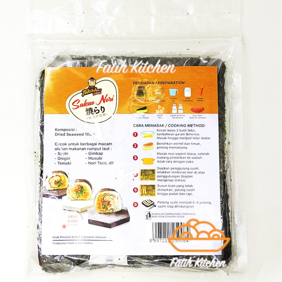 

STAR BRANDS Sakao Nori Sushi Nori 50 lembar Halal MUI - Seaweed Rumput Laut !!