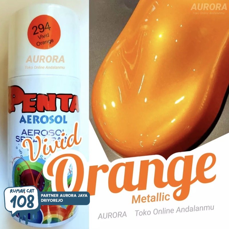 

Pilox Penta Aerosol Vivid Orange 294 Oranye Metallic 300ml Cat Pilok Oren Metalik