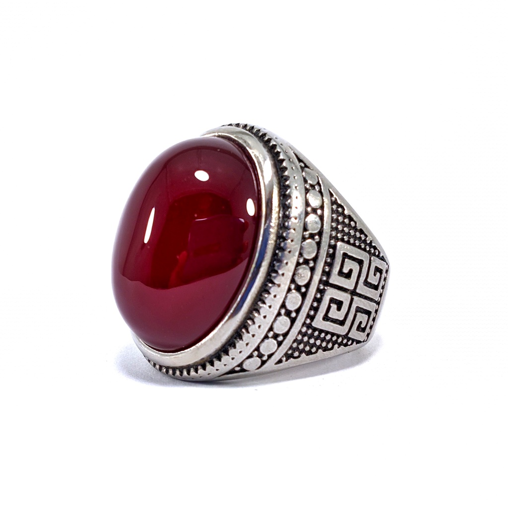 Natural Cincin Titanium  Red Baron Oval Cabochon