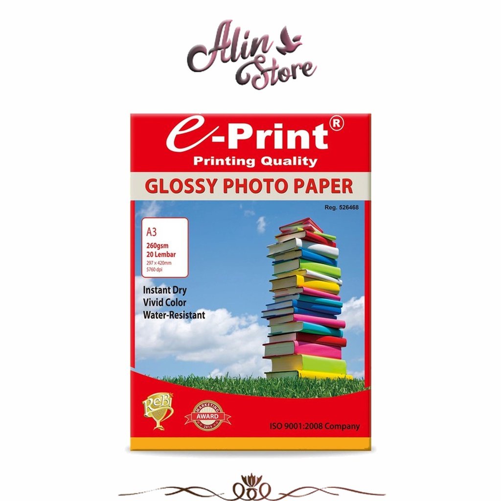 

Kertas Foto Glossy Photo Paper A3 260gsm E-print