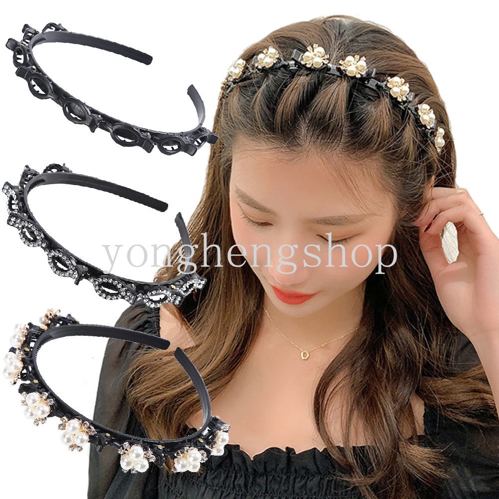 Bando Model Lapis Ganda Aksen Mutiara Untuk Wanita