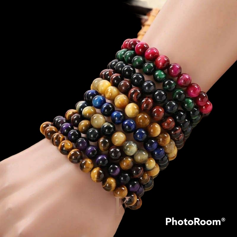 Gelang Pria Tiger Eye Premium Coklat Biru Hijau merah Hitam Ungu Zircon Black red