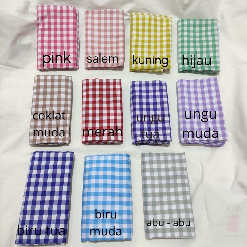 Pouch serut kotak ala korea / pouch gingham / aesthetic drawstring pouch ukuran kecil