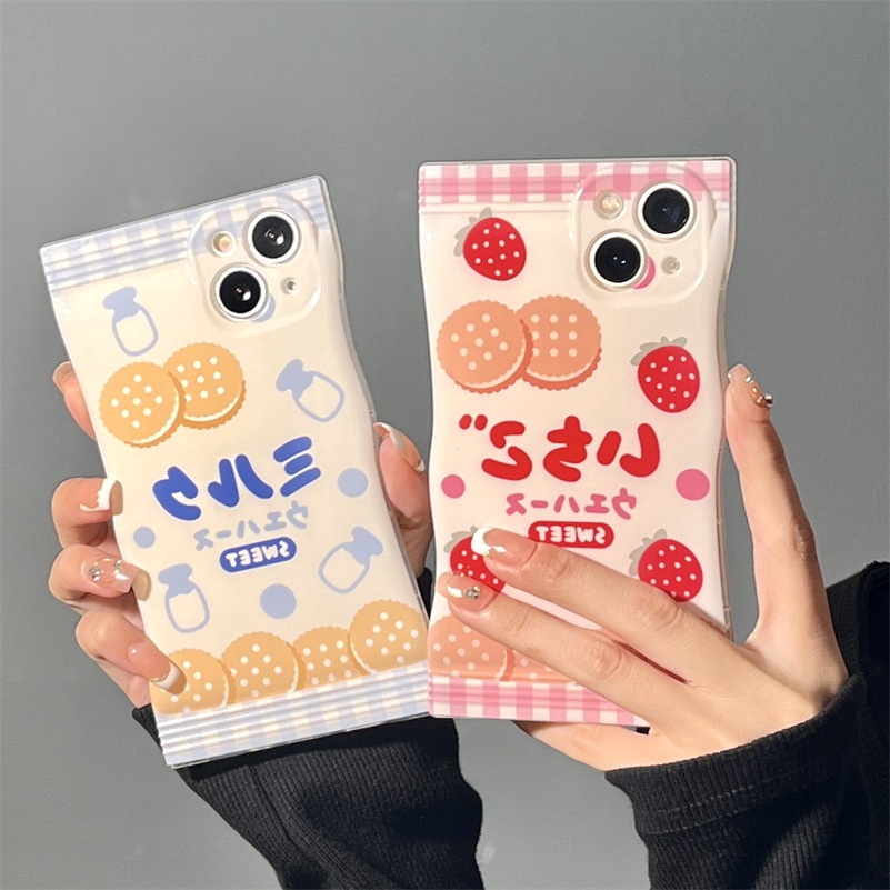 Soft Case Silikon Motif Susu Sapi Strawberry Untuk iPhone 14 13 12 11 Pro Max X Xr Xs Max 8 7 6 6s Plus