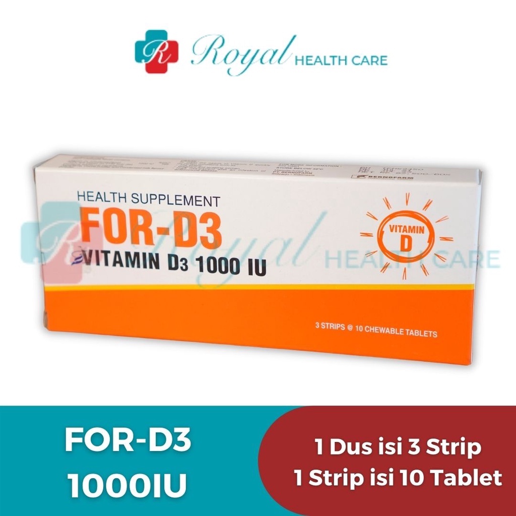 FOR D3 1000IU BOX 30 TABLET Vitamin D Membantu Penyerapan Kalsium