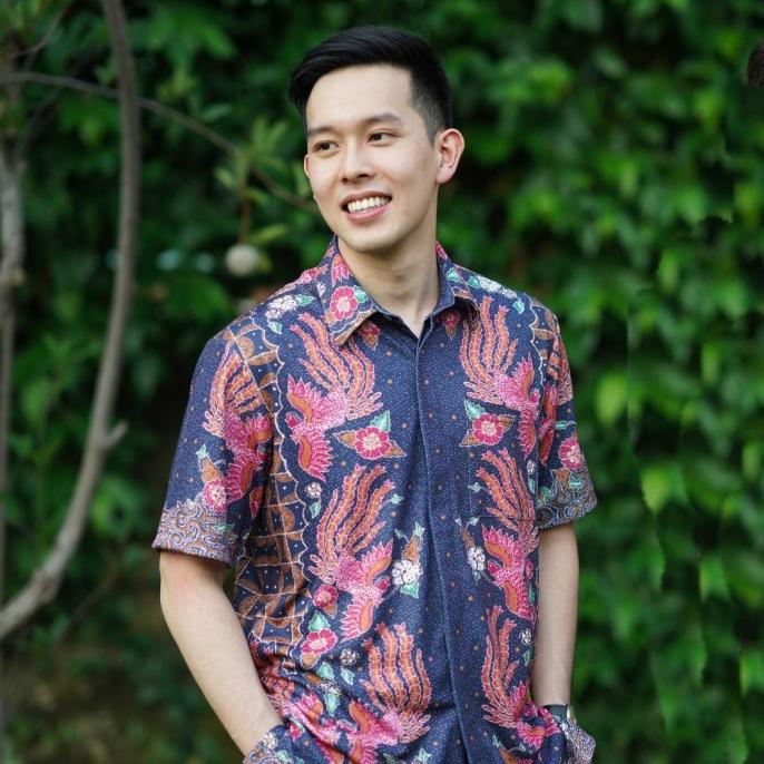 Kemeja Batik Lengan Pendek - Magani Nosweat - Phoenix Blue