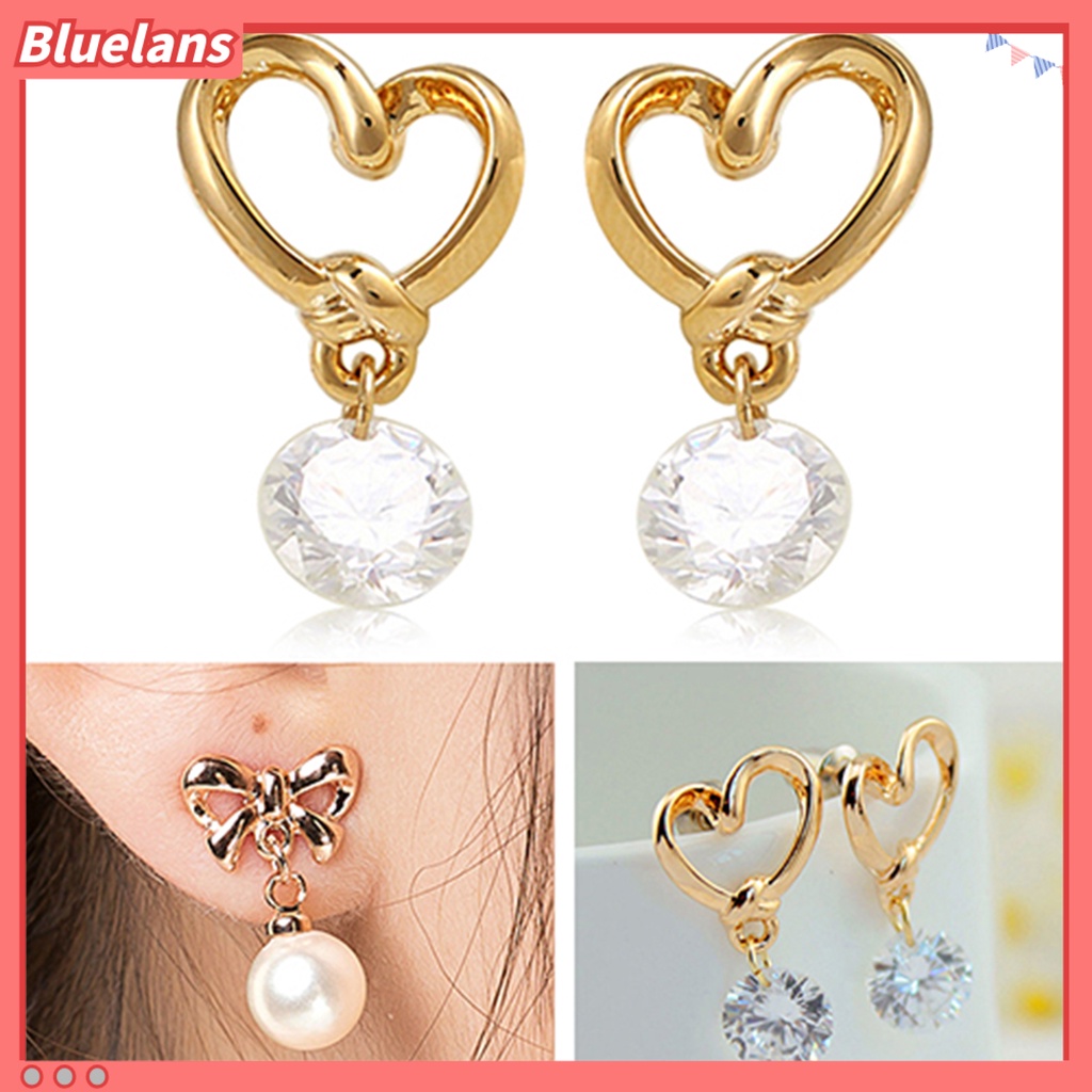 Bluelans Earrings Bowknot Faux Pearl Design Beautiful Alloy Jewelry Gift Ear Stud