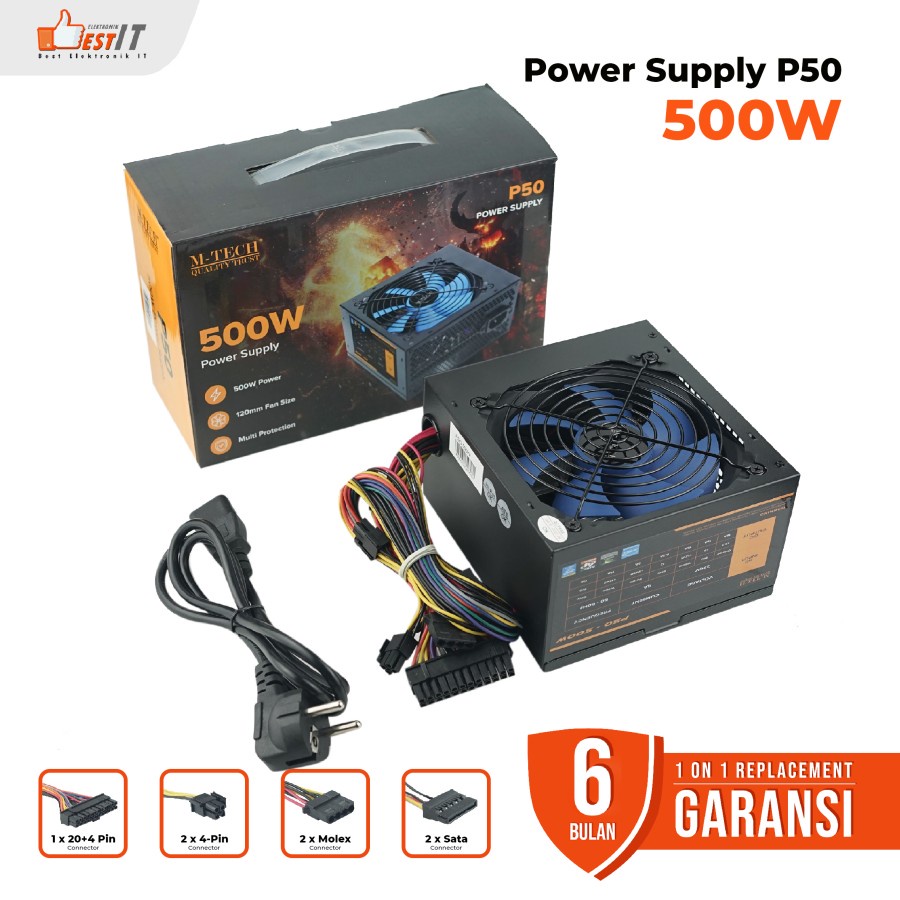 Power Supply M-Tech P50 PSU 500W Fan 12cm M-Tech Original