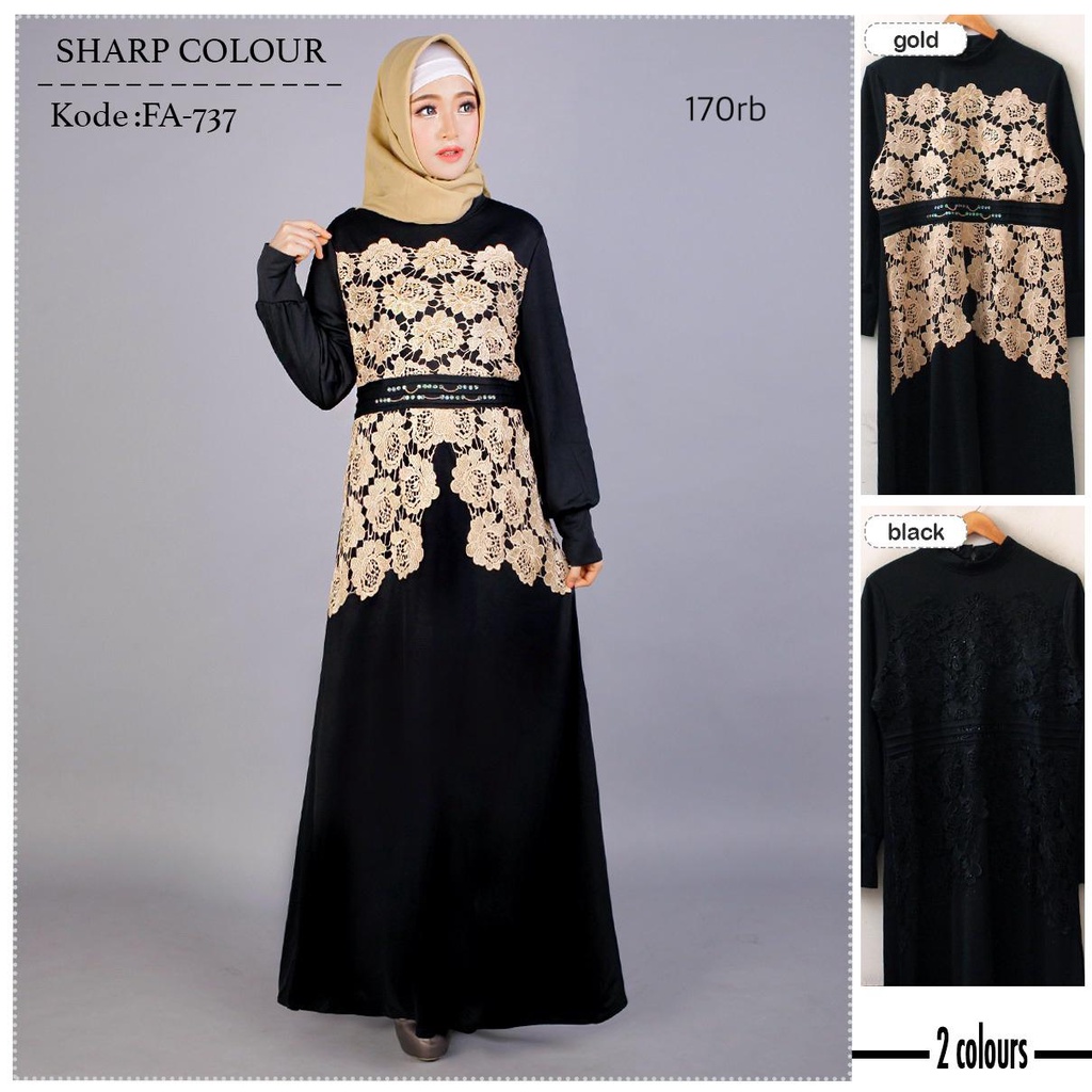 Model Baju Gamis Renda Brokat Cantik Terbaru Grosir -FA737