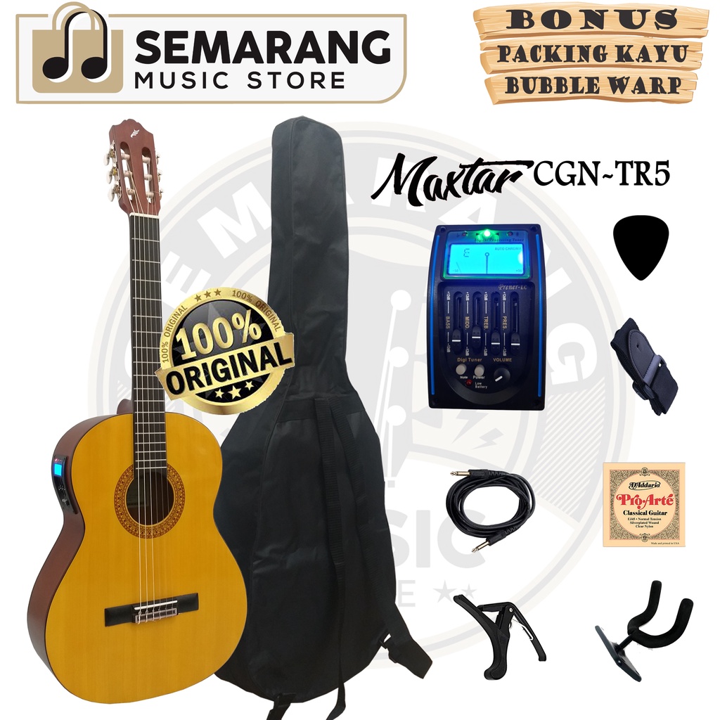 ORIGINAL!!! Gitar Klasik Elektrik Maxtar CGN-TR5 Gitar Klasik Nylon Original Preamp Equalizer Tuner LC Prener