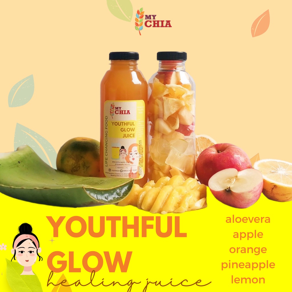 

Youthful Glow Healing Juice 250ml Jus Aloevera Apple Cold Pressed