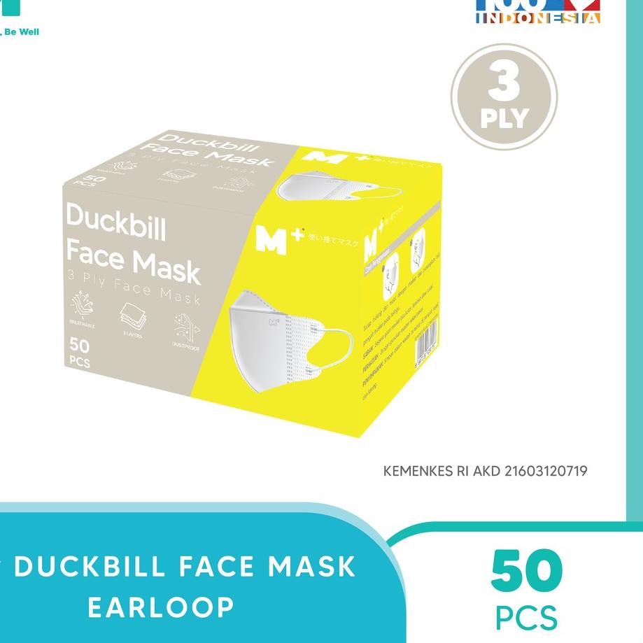 Trendy Masker Duckbill Earloop M+ 3 Ply - Duckbill Face Mask Isi 50 Pcs ツ
