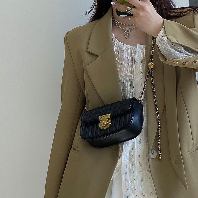 Tas Selempang Kulit Wanita Dompet Hp Cewek Rantai Luxury Mini Bag FT45 18 x 11 x 5.5 cm