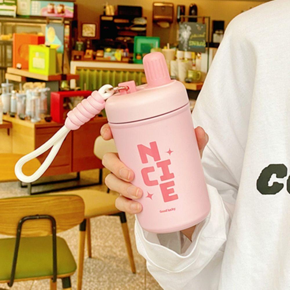 Solighter Vacuum Flasks Portable Lucu Sedotan Thermal Mug