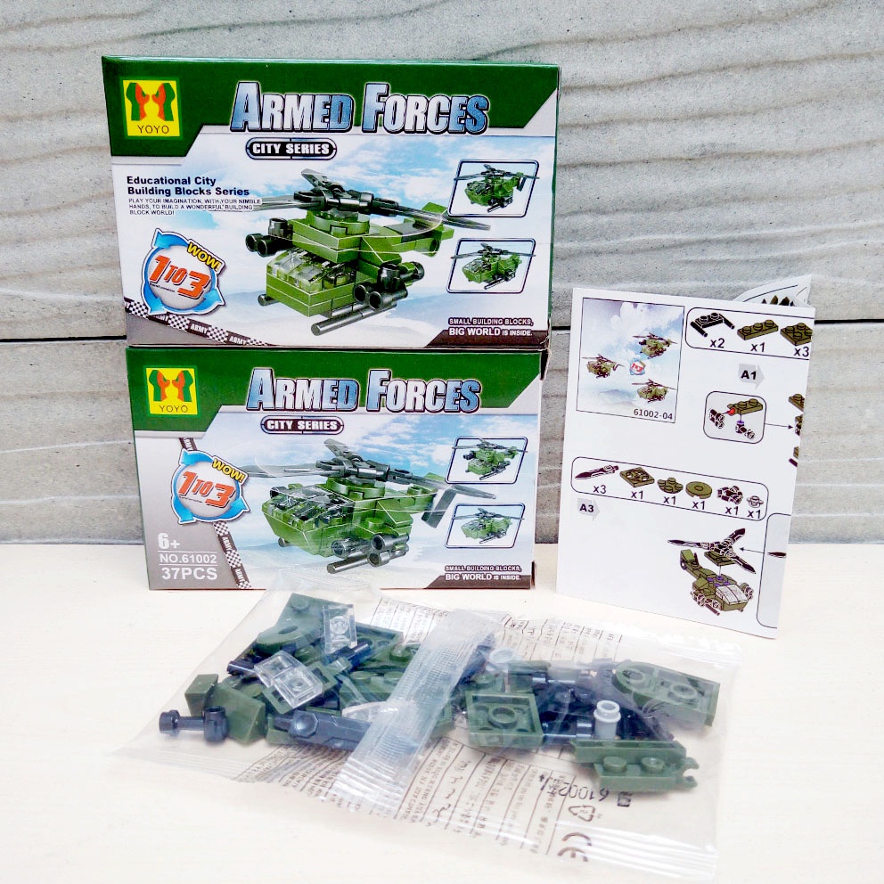 Lego City Unions 10in1 Mainan Blocks Mini Mobil Helikopter Pesawat Army Militer