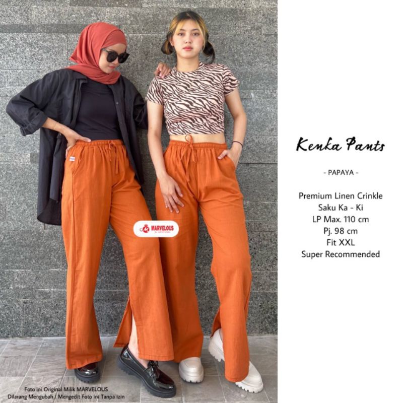 KENKA PANTS BY MARVELOUS / CELANA KULOT WANITA / Celana panjang muslimah linen crincle premium