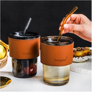 MATAHARIGROSIR - Tumbler Gelas Kaca Vintage Aesthetic Bottle Cup Coffee Simple Elegan Water 400ml Free Sedotan Kaca