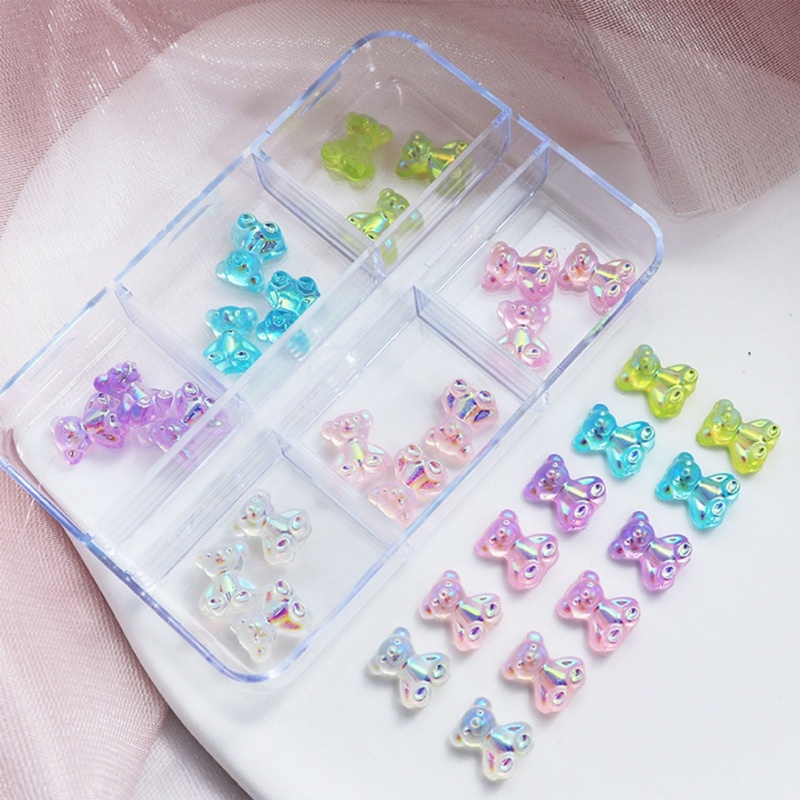 Zzz 0 Pcs Hiasan Kuku 3D Motif Beruang Aksen Berlian Imitasi + Glitter Untuk Dekorasi Nail Art / Manicure