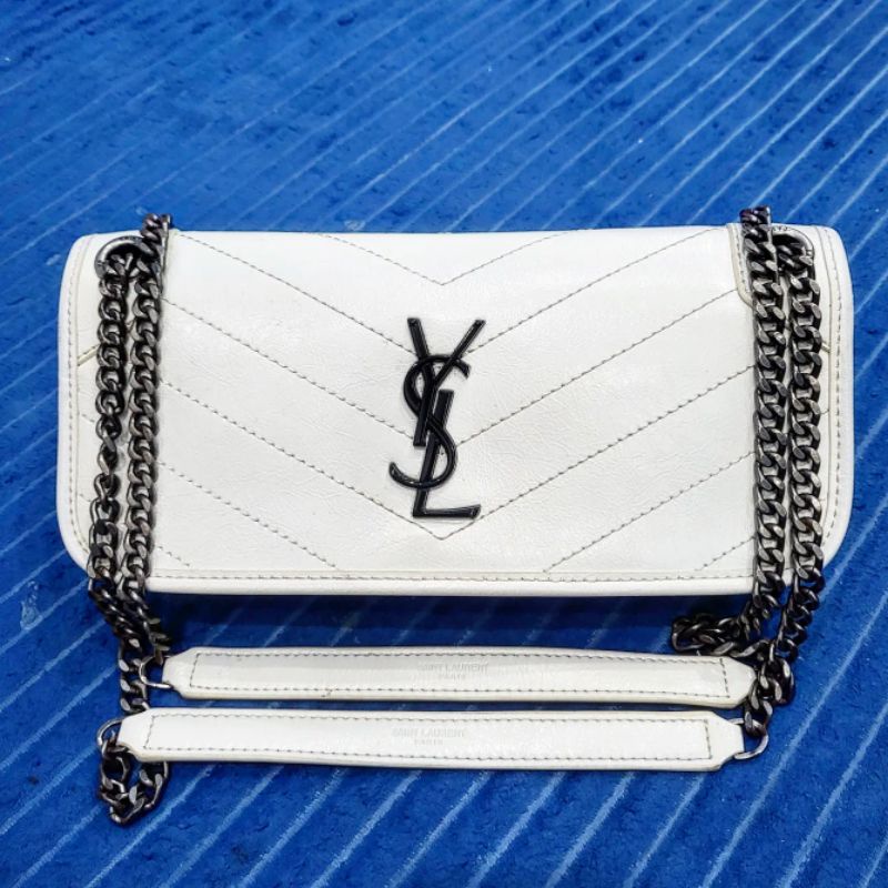 preloved branded wanita clutch bag YsL original leather