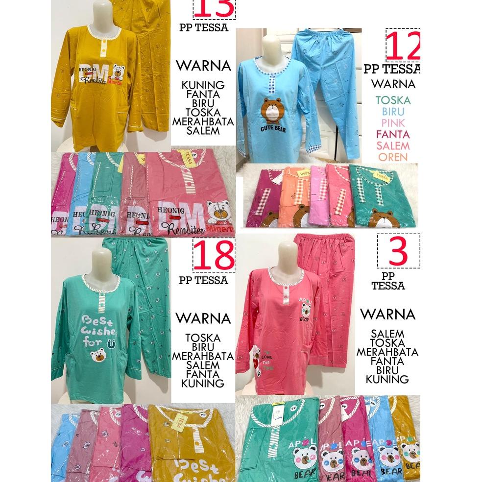 Babydoll PP TESSA Celana Panjang Lengan Panjang Baju Tidur Piyama Wanita "MA.18Oc22ᴳ"