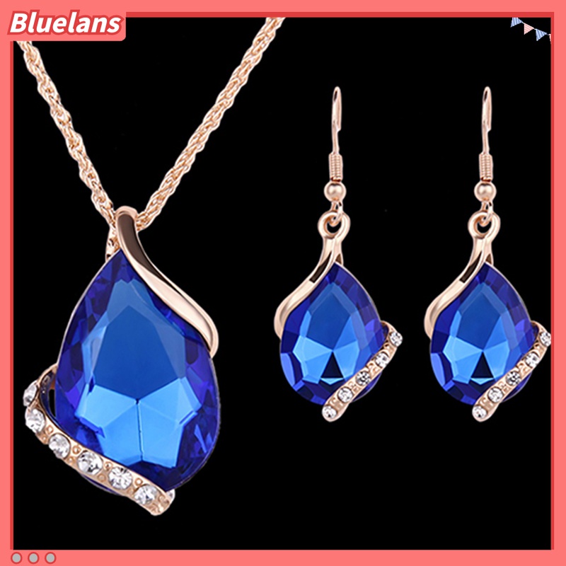 1 Set Kalung Rantai Choker Kristal Berlian Imitasi Berkilau Untuk Wanita