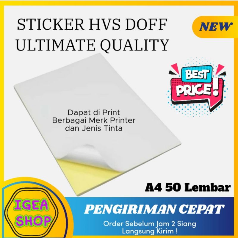 

Sticker HVS / Stiker Doff Ultimate Quality A4 50 Lembar