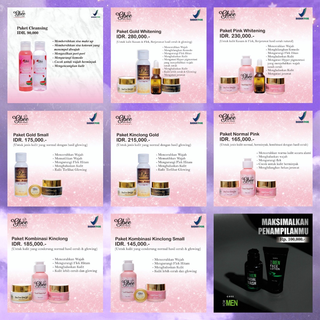 SKINCARE GBEE GLOW BEAUTY ALL PAKET/GLOW BEAUTY SKINCARE/GBEE GLOW BEAUTY