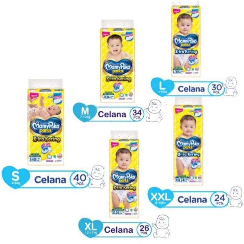 Pampers Mamypoko ukuran S40,M34,L30