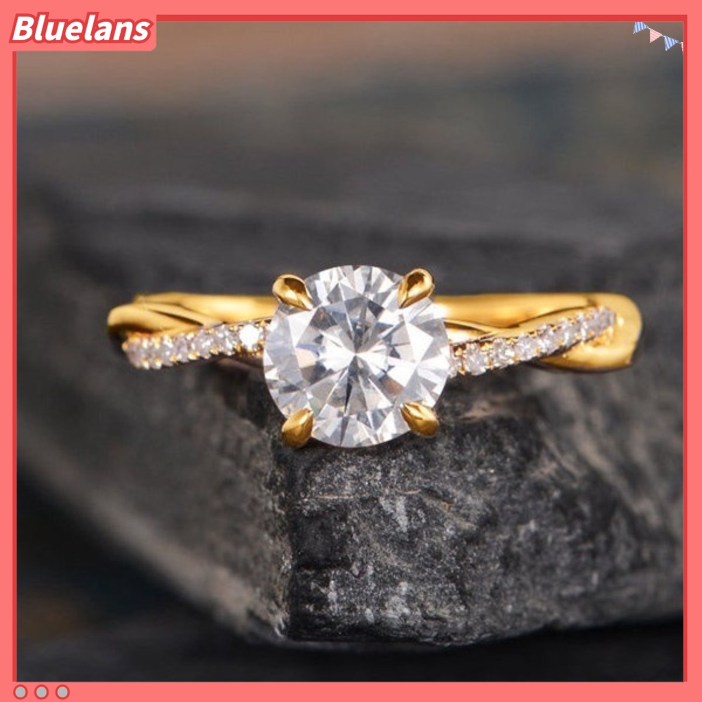 Bluelans Elegant Women Full Rhinestone Inlaid Cubic Zirconia Finger Ring Wedding Jewelry