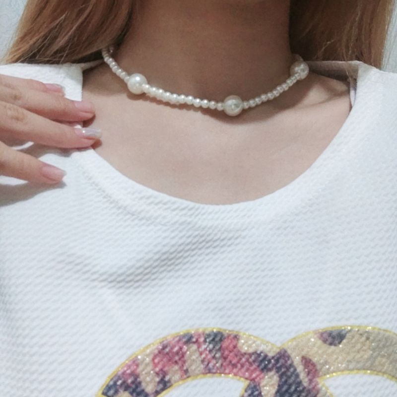 Dayana Korean Pearl Necklace Kalung Mutiara Korea Kombinasi Choker