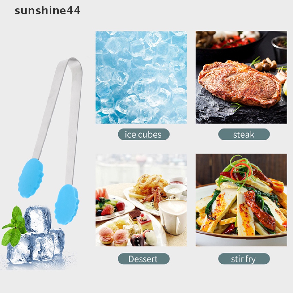 Sunshine 1Pc Penjepit Makanan Bentuk Bunga Bahan Stainless Steel + Silikon Anti slip