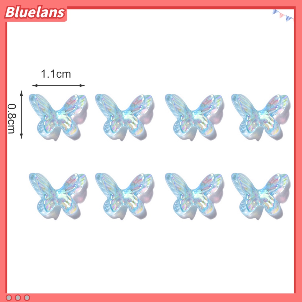 (In Stock) Kacamata Hitam Lensa Warna Warni ♡8pcs Ornamen Kupu-Kupu Berlian Imitasi Double Layer Untuk Nail Art Wanita