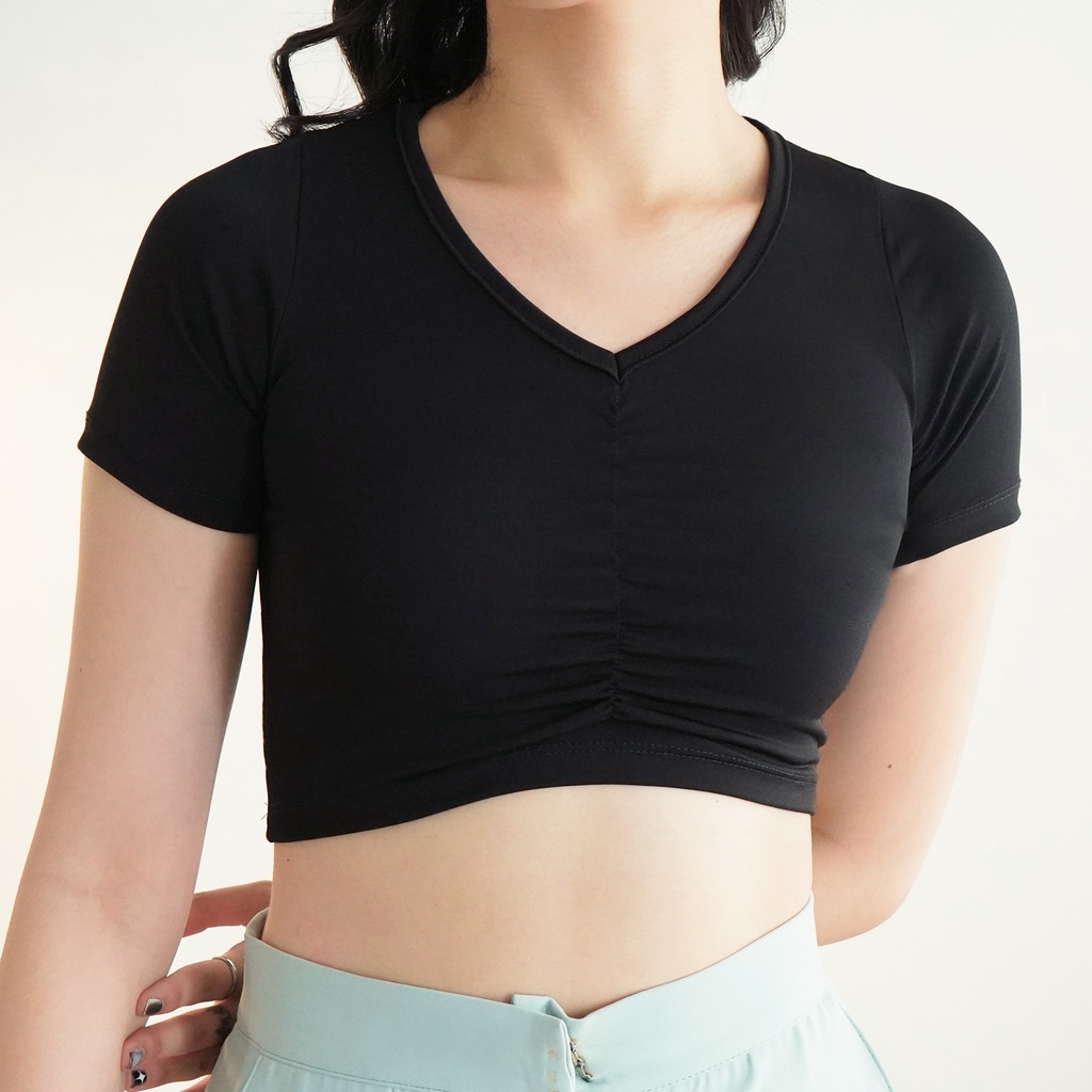 Korean CropTop V-Neck Slim Fit Kaos Wanita Crop 187