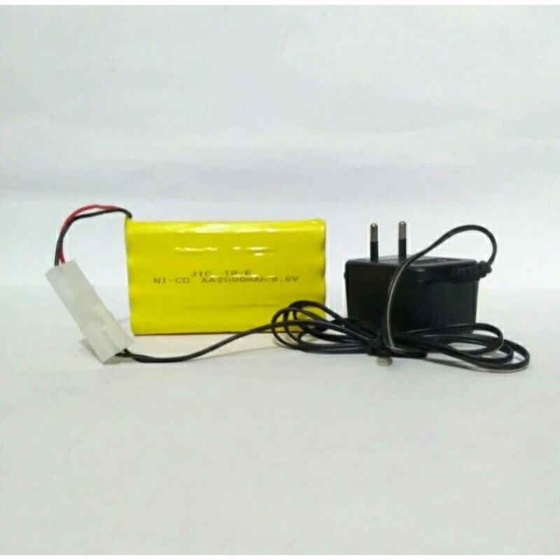 Baterai Paket RC 9.6Volt 2000mah + Charger baterai 8 soket 2 9.6volt
